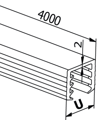 U-Handrail Rubber - Model 7027 CAD Drawing